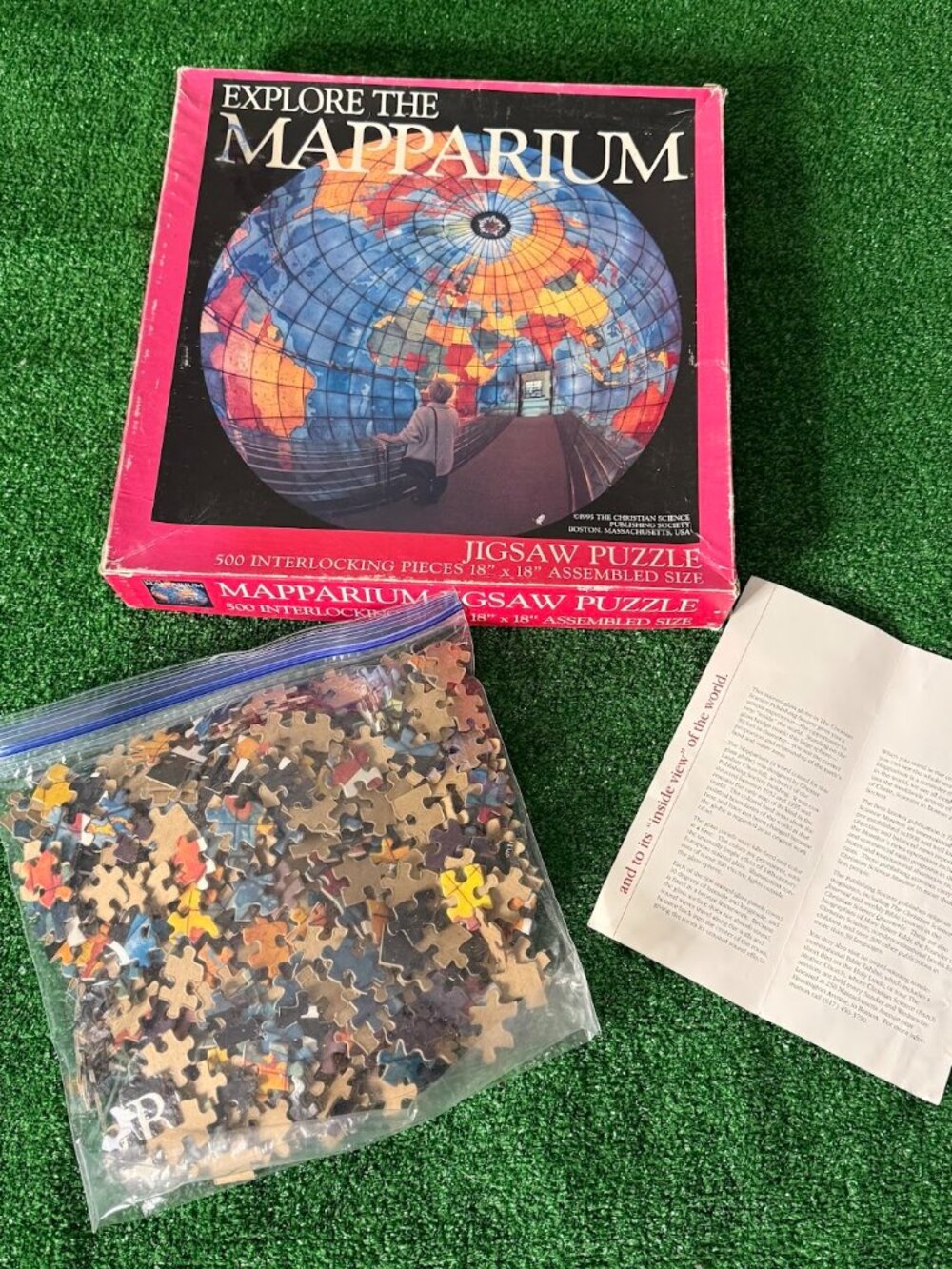Vintage 1995 Mapparium Boston Globe Jigsaw Puzzle Rare Stained Glass Map AS IS